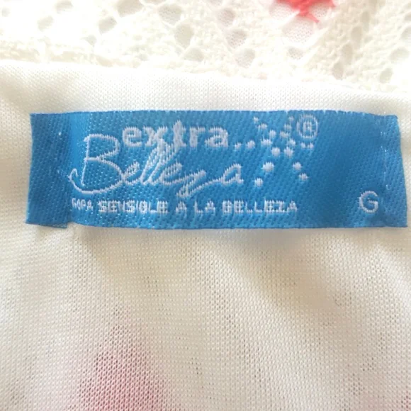 VINTAGE Sleeveless Crochet Dress White Coral Red Salmon Pink Brown - Picture 13 of 14